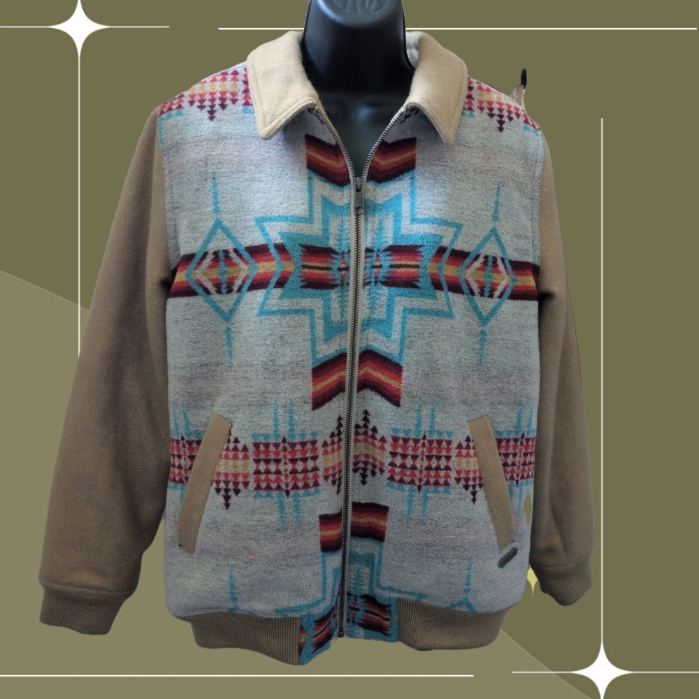 ✨Powder River Ladies Aztec Natural Jacquard Bomber Coat Size M